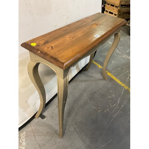 575 - MODERN PINE CONSOLE TABLE WITH PAINTED BASE A/F W35