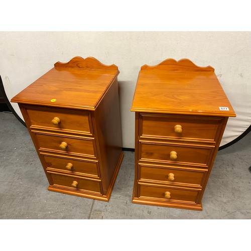 577 - PAIR OF MODERN SOLID PINE FOUR DRAWER BEDSIDE CHESTS W18