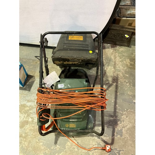 321 - BLACK AND DECKER ELECTRIC LAWN MOWER BLACK AND DECKER CABLE REEL,  BOSCH HEDGETRIMMER