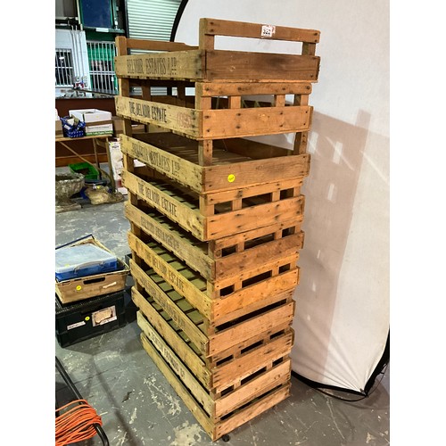 322 - 10 VINTAGE WOODEN CRATES MARKED BELVOIR ESTATES