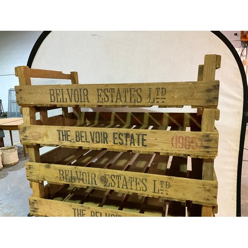 322 - 10 VINTAGE WOODEN CRATES MARKED BELVOIR ESTATES