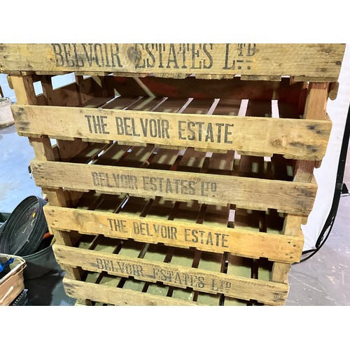 322 - 10 VINTAGE WOODEN CRATES MARKED BELVOIR ESTATES