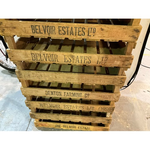 326 - 10 VINTAGE CRATES MOSTLY MARKED BELVOIR ESTATES