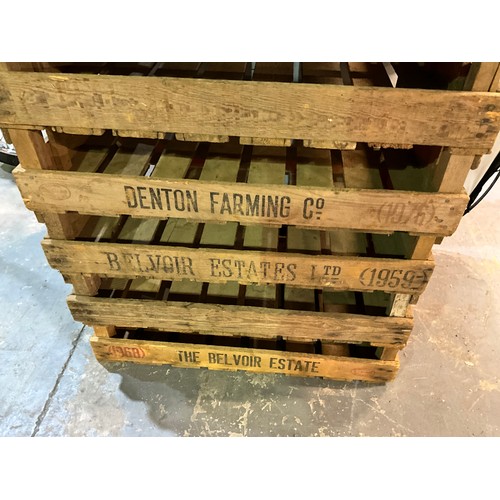 326 - 10 VINTAGE CRATES MOSTLY MARKED BELVOIR ESTATES