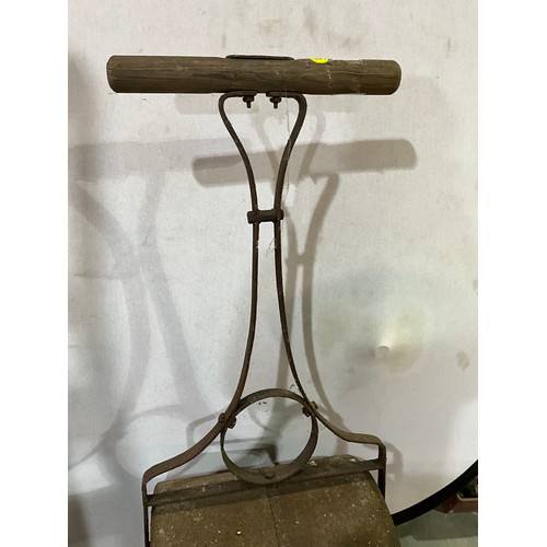 329 - VICTORIAN METAL GARDEN ROLLER WITH WOODEN HANDLE