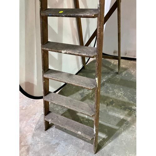 328 - LARGE VINTAGE WOODEN STEPLADDER (WORMED)