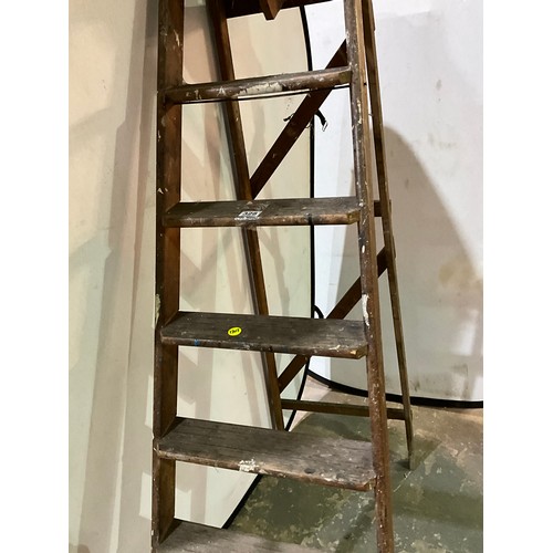 328 - LARGE VINTAGE WOODEN STEPLADDER (WORMED)