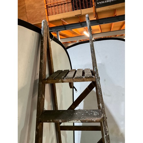 328 - LARGE VINTAGE WOODEN STEPLADDER (WORMED)