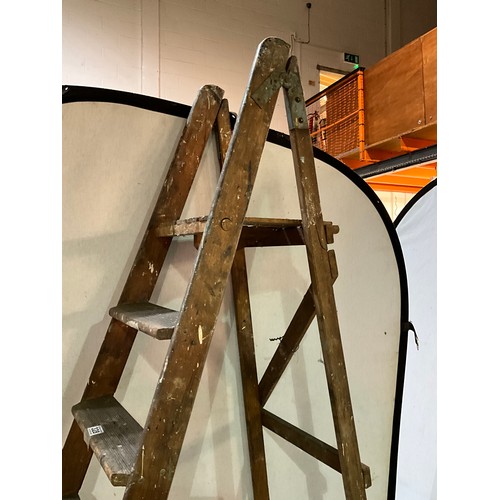 328 - LARGE VINTAGE WOODEN STEPLADDER (WORMED)