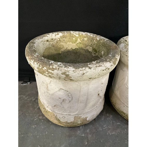 333 - PAIR OF VINTAGE CONCRETE GARDEN PLANTERS H12” DIA14”