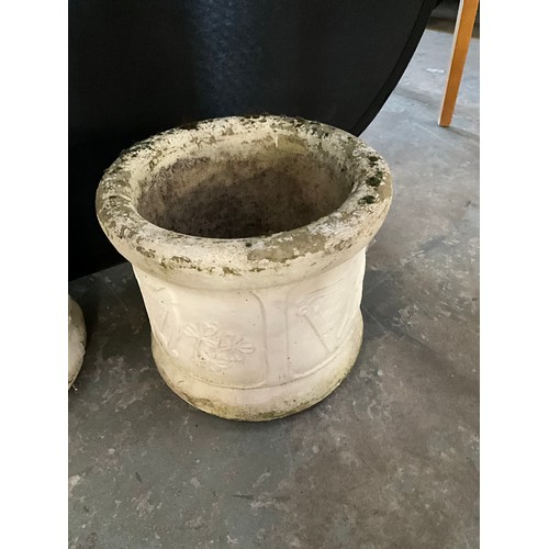 333 - PAIR OF VINTAGE CONCRETE GARDEN PLANTERS H12” DIA14”