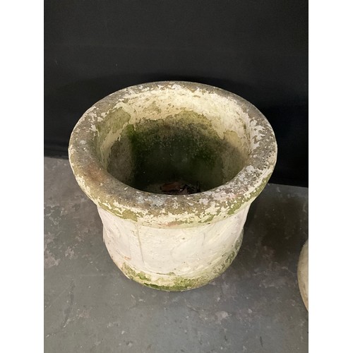 333 - PAIR OF VINTAGE CONCRETE GARDEN PLANTERS H12” DIA14”