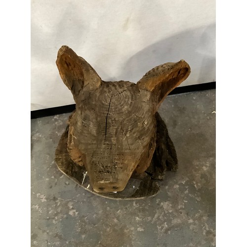 334 - VINTAGE CARVED WOODEN PIG ORNAMENT