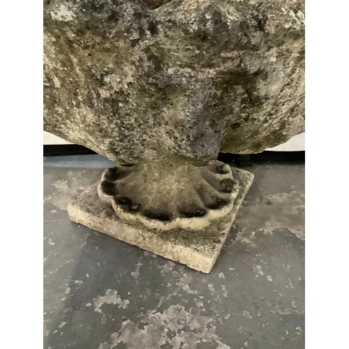 337 - VINTAGE CONCRETE GARDEN URN ON STAND H14” DIA19”