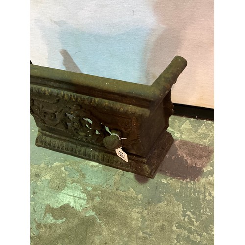 338 - ANTIQUE CAST IRON FIRE FRONT H10” W13” D4”