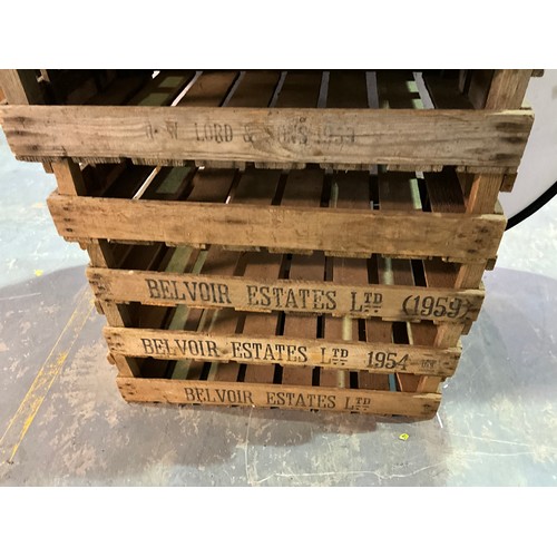 339 - 10 VINTAGE WOODEN CRATES TITLED BELVOIR ESTATES