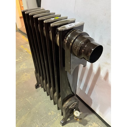 341 - LARGE UPRIGHT CAST IRON AND ENAMELED RADIATOR H38” W29” D7”