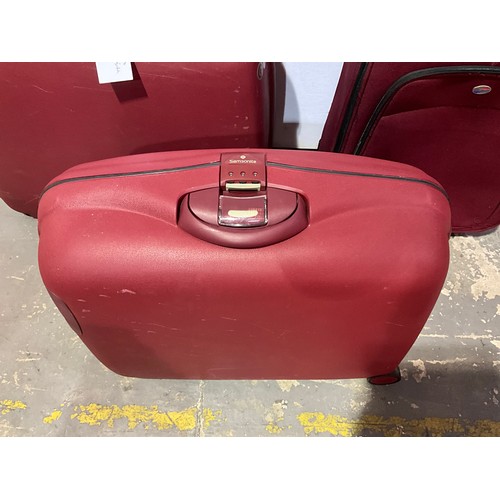 342 - 2 SAMSONITE BURGUNDY/RED  SUITCASES AND ONE OTHER