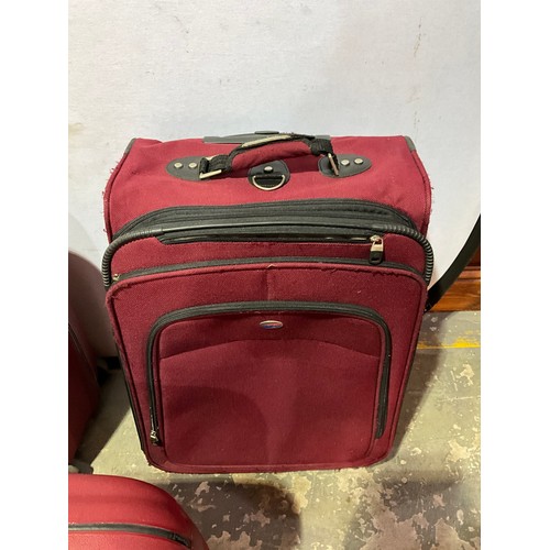 342 - 2 SAMSONITE BURGUNDY/RED  SUITCASES AND ONE OTHER