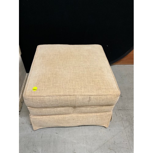 395 - TWO UPHOLSTERED FOOT STOOLS LARGEST H14” 20” SQUARE SMALLEST H12” 16” SQUARE