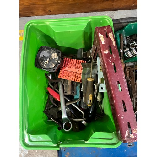 349 - TWO CRATES OF VINTAGE HARDWARE AND TOOLS ETC