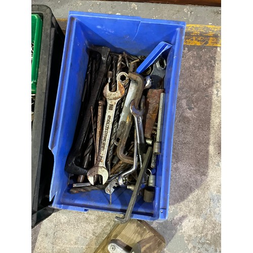 349 - TWO CRATES OF VINTAGE HARDWARE AND TOOLS ETC