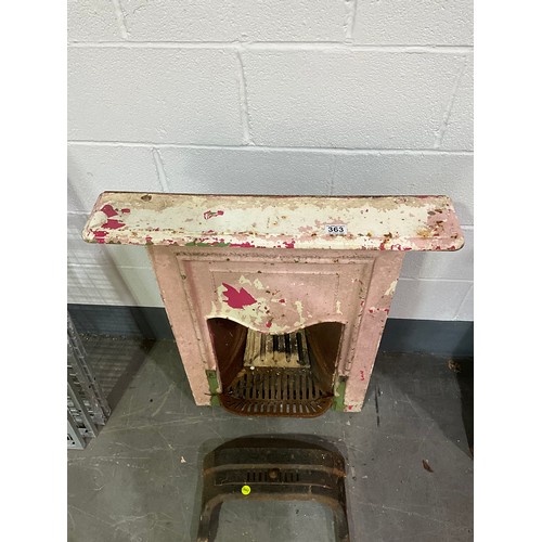 363 - VICTORIAN PAINTED CAST IRON FIRE PLACE AND GRATE H 36