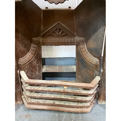 364 - VICTORIAN CAST IRON FIRE PLACE WITH CERAMIC TILES AND GRATE H43