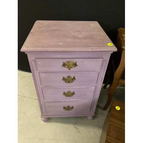 416 - TWO BEDSIDE TABLES TV UNIT AND SMALL PAINTED CHEST OF DRAWS