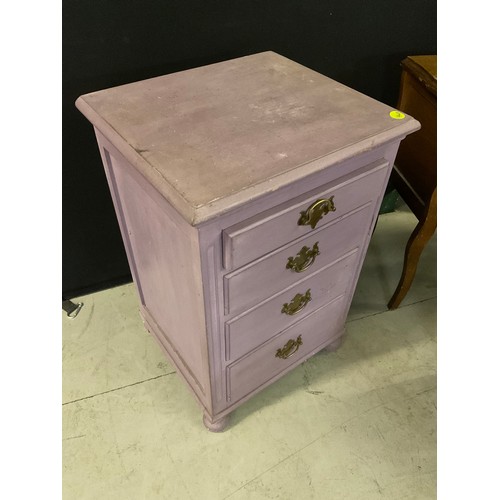 416 - TWO BEDSIDE TABLES TV UNIT AND SMALL PAINTED CHEST OF DRAWS