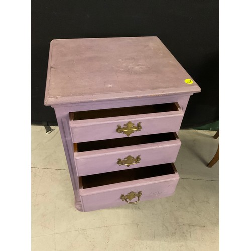 416 - TWO BEDSIDE TABLES TV UNIT AND SMALL PAINTED CHEST OF DRAWS