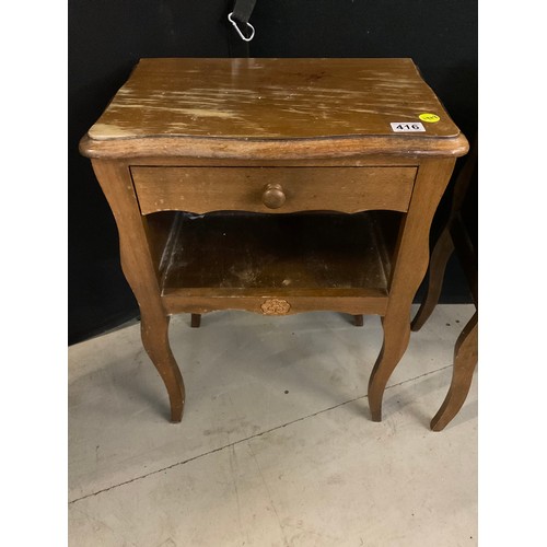 416 - TWO BEDSIDE TABLES TV UNIT AND SMALL PAINTED CHEST OF DRAWS