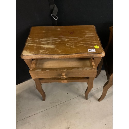 416 - TWO BEDSIDE TABLES TV UNIT AND SMALL PAINTED CHEST OF DRAWS