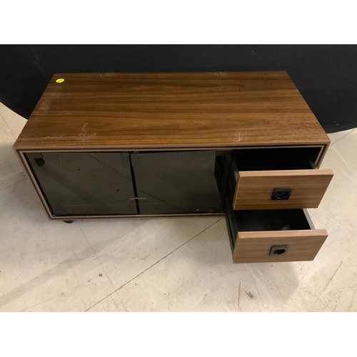 416 - TWO BEDSIDE TABLES TV UNIT AND SMALL PAINTED CHEST OF DRAWS