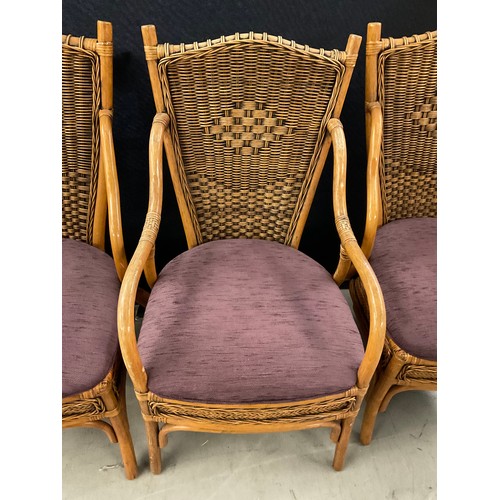 431 - FOUR UPHOLSTERED CANE CHAIRS TO INCLUDE TWO CARVERS