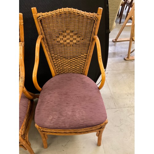 431 - FOUR UPHOLSTERED CANE CHAIRS TO INCLUDE TWO CARVERS