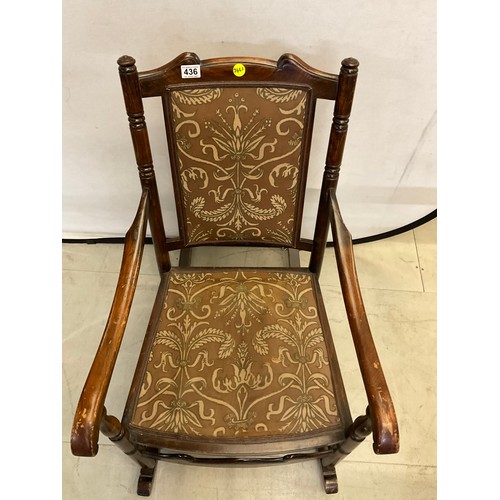 436 - VINTAGE WOODEN ROCKING CHAIR WITH UPHOLSTERED SEAT AND BACK