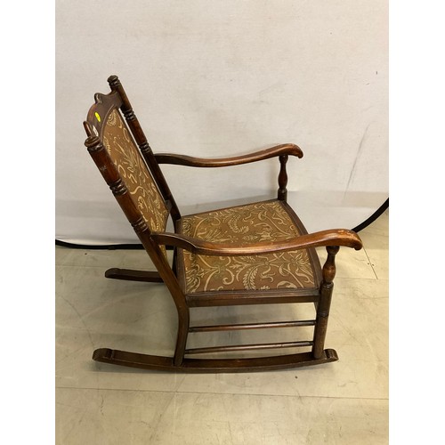 436 - VINTAGE WOODEN ROCKING CHAIR WITH UPHOLSTERED SEAT AND BACK