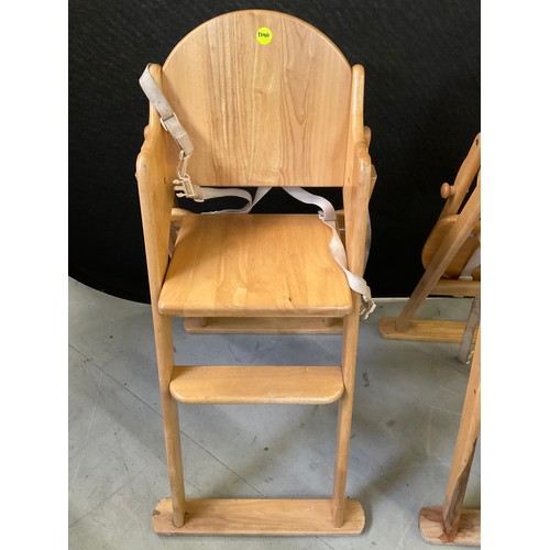 440 - PAIR OF WOODEN FOLD AWAY CHILDRENS HIGHCHAIRS