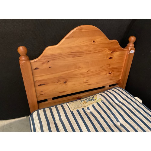 441 - SINGLE DIVAN BED WITH PINE HEADBOARD AND ORTHOPEADIC MATTRESS