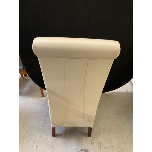 443 - CREAM LEATHER CHAIR AND FOOT STOOL A/F