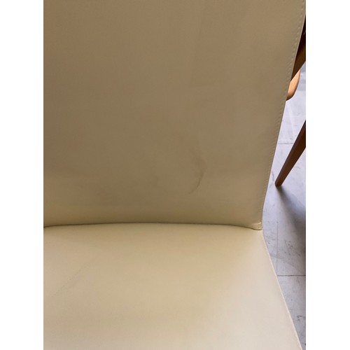 443 - CREAM LEATHER CHAIR AND FOOT STOOL A/F