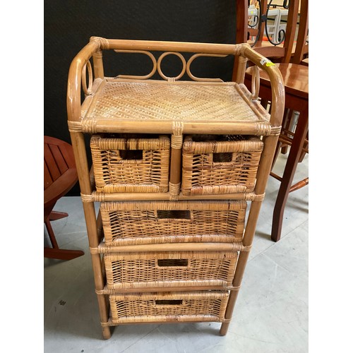 448 - ROUND WICKER TABLE/STOOL,WICKER DRAW UNIT,WOODEN BAR STOOL,SMALL WINE TABLE AND SMALL GARDEN TABLE