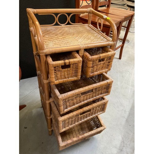 448 - ROUND WICKER TABLE/STOOL,WICKER DRAW UNIT,WOODEN BAR STOOL,SMALL WINE TABLE AND SMALL GARDEN TABLE