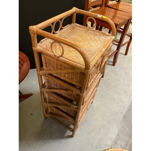 448 - ROUND WICKER TABLE/STOOL,WICKER DRAW UNIT,WOODEN BAR STOOL,SMALL WINE TABLE AND SMALL GARDEN TABLE