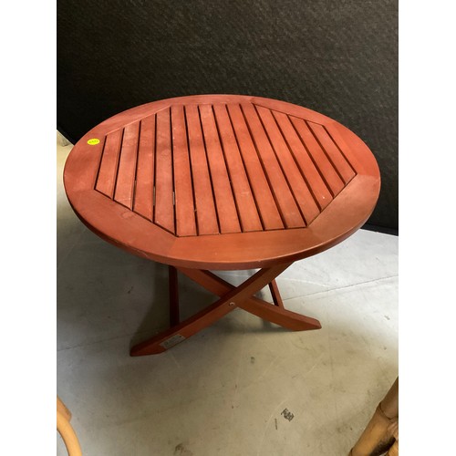 448 - ROUND WICKER TABLE/STOOL,WICKER DRAW UNIT,WOODEN BAR STOOL,SMALL WINE TABLE AND SMALL GARDEN TABLE