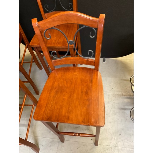 449 - FOUR TALL WOODEN BAR CHAIRS