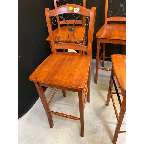 449 - FOUR TALL WOODEN BAR CHAIRS