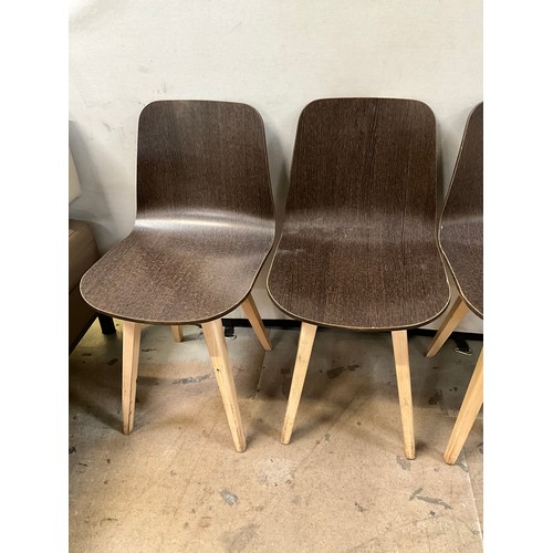 457 - SET OF SIX BROWN WOODEN CAFE CHAIRS