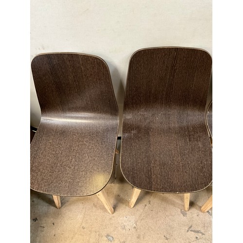 457 - SET OF SIX BROWN WOODEN CAFE CHAIRS